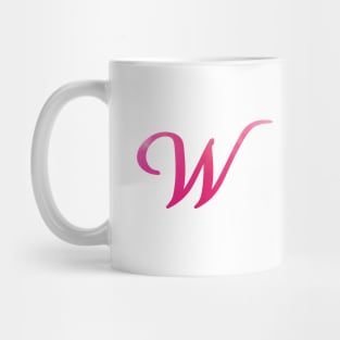 Letter W Monogram, Pink Color Personalized Design Mug